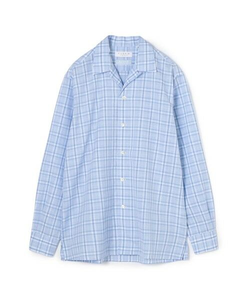 TOMORROWLAND/トゥモローランド コットンリネン オープンカラーロングスリーブ チェックシャツ ALUMO 62 ブルー系 M