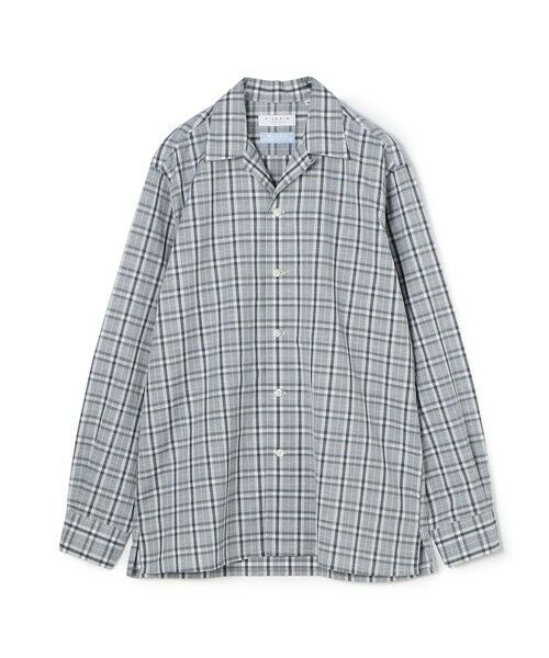 TOMORROWLAND/トゥモローランド コットンリネン オープンカラーロングスリーブ チェックシャツ ALUMO 68 ネイビー系 M