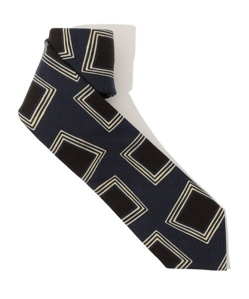 TOMORROWLAND/トゥモローランド Seaward ＆ Stearn ウールプリントネクタイ 68 ネイビー系 F