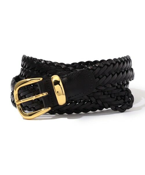 TOMORROWLAND/トゥモローランド Andeson's ゴールドバックル レザーメッシュベルト 19 ブラック 85