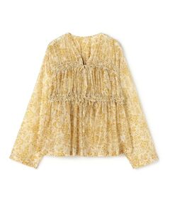 TOMORROWLAND / トゥモローランド シャツ・ブラウス（半袖以外） | セルロースポリエステルプリント ギャザーブラウス