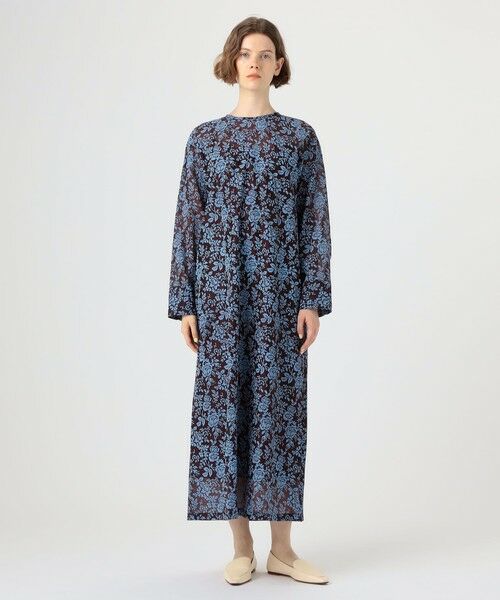 TOMORROWLAND / トゥモローランド ロング・マキシ丈ワンピース | セルロースポリエステルプリント クルーネックワンピース | 詳細1