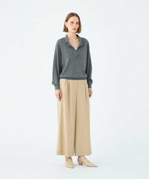 トゥモローランド　TOMORROWLAND　ベージュ ジャケット＆パンツ ライトカルゼ タックワイドパンツ （その他パンツ