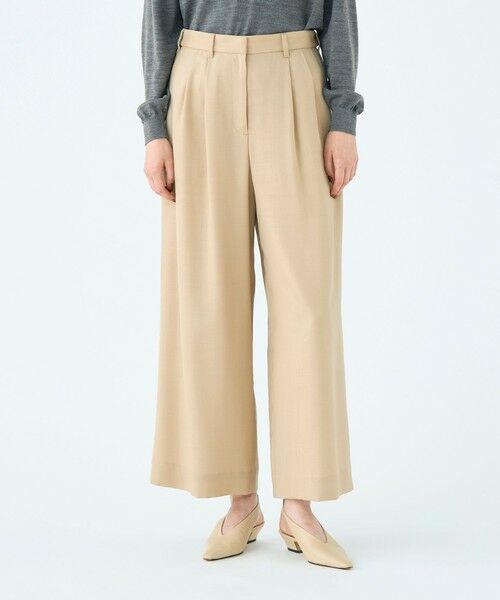 トゥモローランド　TOMORROWLAND　ベージュ ジャケット＆パンツ ライトカルゼ タックワイドパンツ （その他パンツ