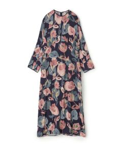 TOMORROWLAND / トゥモローランド ミニ丈・ひざ丈ワンピース | ミラージュフルールプリント バックタックワンピース