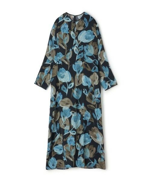 TOMORROWLAND / トゥモローランド ミニ丈・ひざ丈ワンピース | ミラージュフルールプリント バックタックワンピース(64 ブルー系)