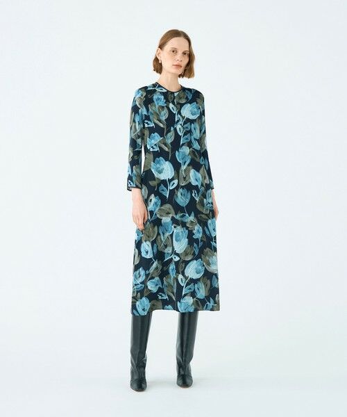 TOMORROWLAND / トゥモローランド ミニ丈・ひざ丈ワンピース | ミラージュフルールプリント バックタックワンピース | 詳細1