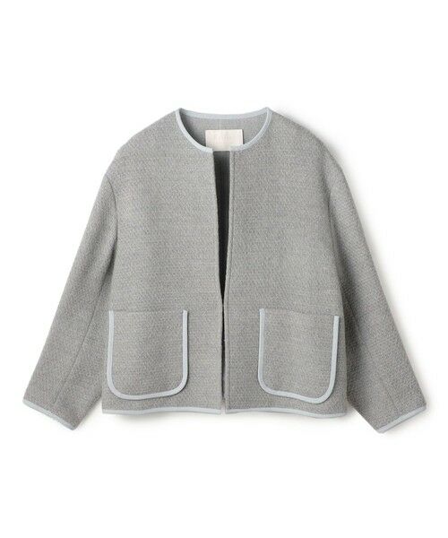 TOMORROWLAND / トゥモローランド ノーカラージャケット | ファンシードビー クルーネックジャケット(15 グレー)