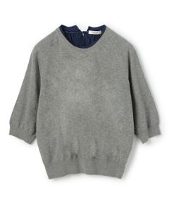 TOMORROWLAND / トゥモローランド ニット・セーター | ファブリックコンビ ハーフスリーブプルオーバー