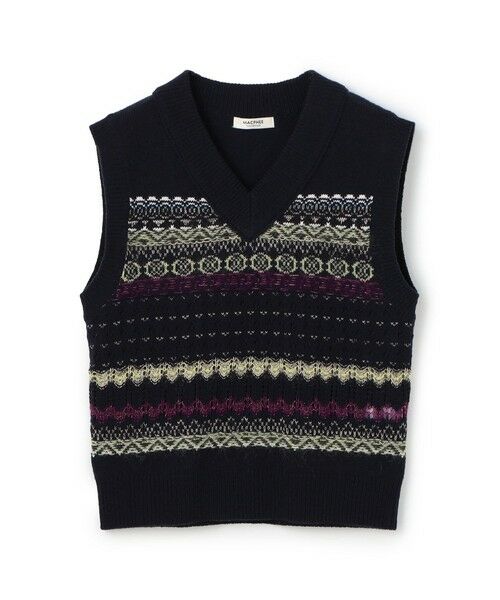 TOMORROWLAND / トゥモローランド ベスト | フェアアイル Vネックベスト(68 ネイビー系)