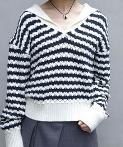 TOMORROWLAND / トゥモローランド ニット・セーター | ハイブリットケーブル セーラーカラープルオーバー