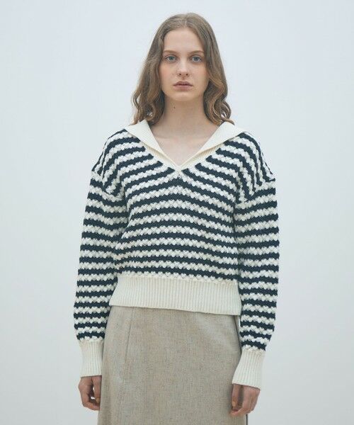 TOMORROWLAND / トゥモローランド ニット・セーター | ハイブリットケーブル セーラーカラープルオーバー | 詳細2