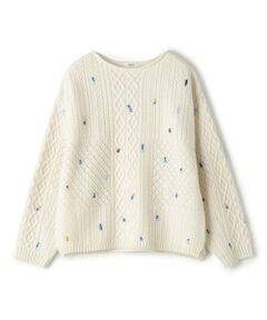 TOMORROWLAND / トゥモローランド ニット・セーター | ケーブルエンブロイダリー ボートネックプルオーバー