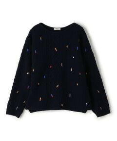 TOMORROWLAND / トゥモローランド ニット・セーター | ケーブルエンブロイダリー ボートネックプルオーバー