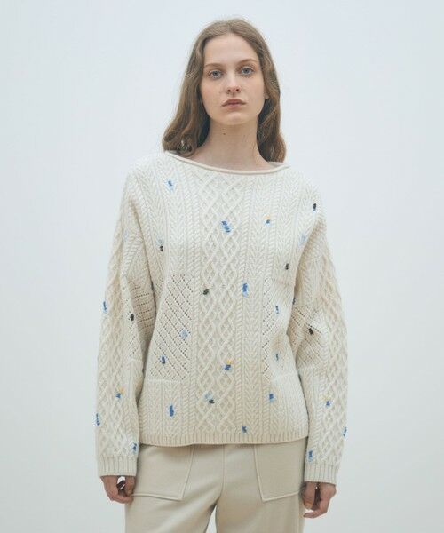 TOMORROWLAND / トゥモローランド ニット・セーター | ケーブルエンブロイダリー ボートネックプルオーバー | 詳細2