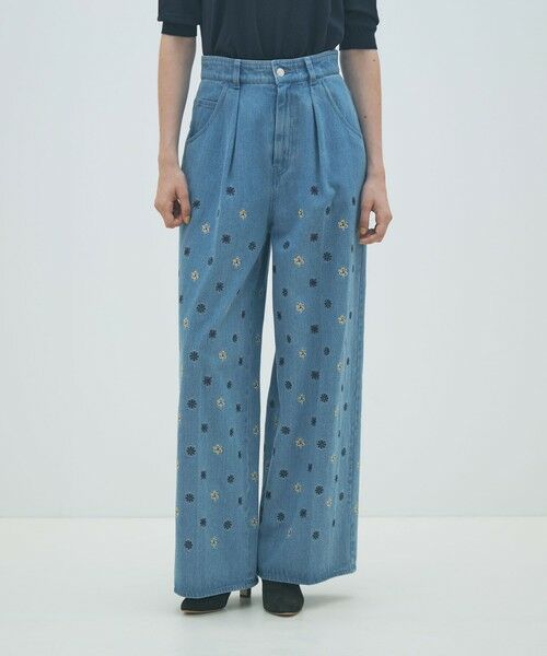 TOMORROWLAND / トゥモローランド デニムパンツ | ボタニカルエンブロイダリーデニム タックワイドパンツ | 詳細2