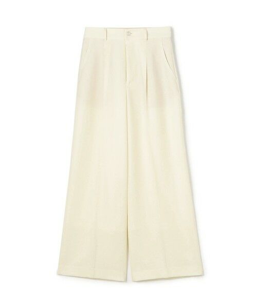 TOMORROWLAND/トゥモローランド ウールナチュラルストレッチ タックストレートパンツ 11 ホワイト 38(11号)