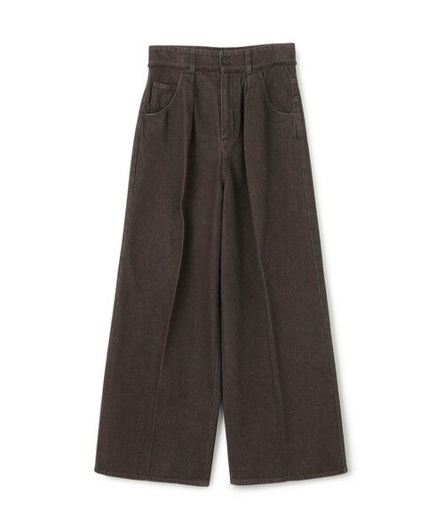 TOMORROWLAND/トゥモローランド ハードツイストデニム ワイドストレートパンツ 49 ダークブラウン 32(5号)