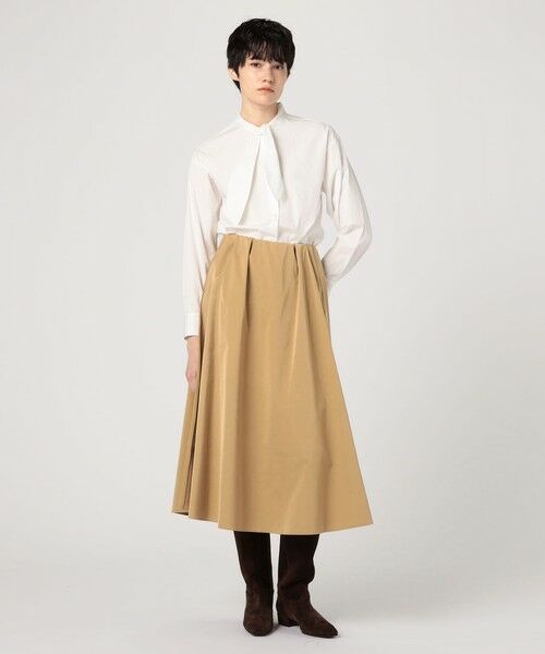 TOMORROWLAND / トゥモローランド ミニ・ひざ丈スカート | ダブルサテン タックギャザーフレアスカート | 詳細1
