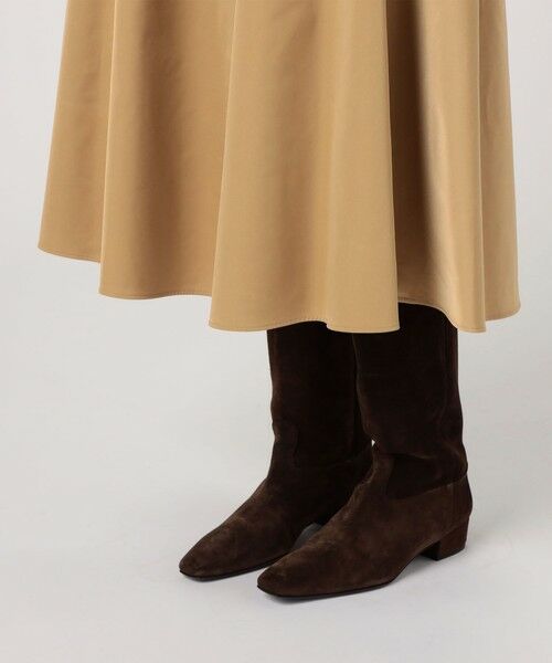 TOMORROWLAND / トゥモローランド ミニ・ひざ丈スカート | ダブルサテン タックギャザーフレアスカート | 詳細8