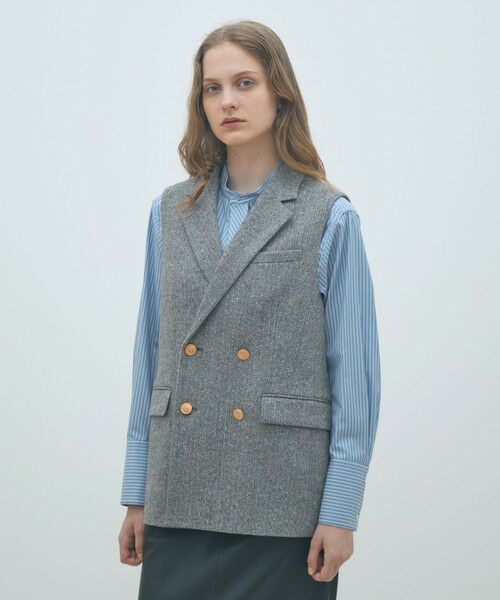 TOMORROWLAND / トゥモローランド ベスト | ネップヘリンボーン ダブルブレストジレ | 詳細2