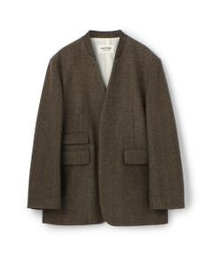 TOMORROWLAND / トゥモローランド ノーカラージャケット | アルパカヘリンボーン カラーレスジャケット