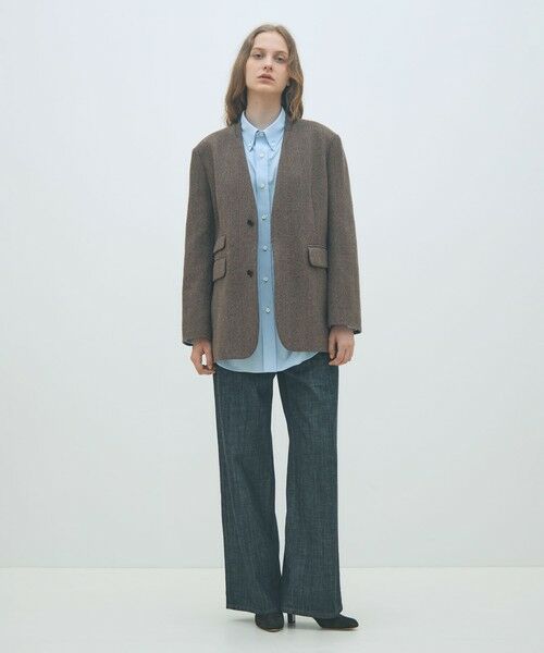 TOMORROWLAND / トゥモローランド ノーカラージャケット | アルパカヘリンボーン カラーレスジャケット | 詳細1