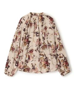 オータムガーデンプリント ネックギャザーブラウス （シャツ