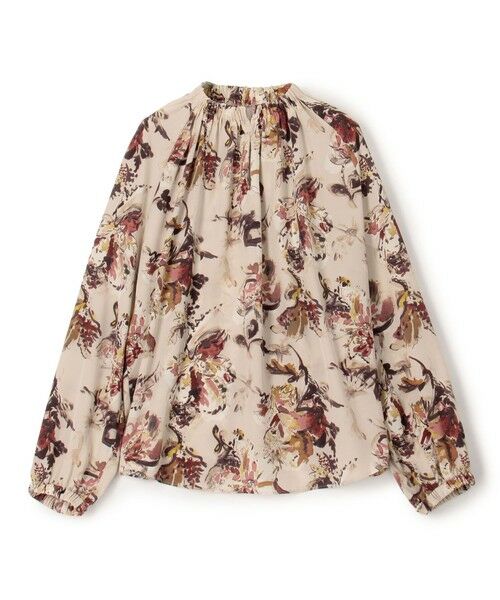 オータムガーデンプリント ネックギャザーブラウス （シャツ