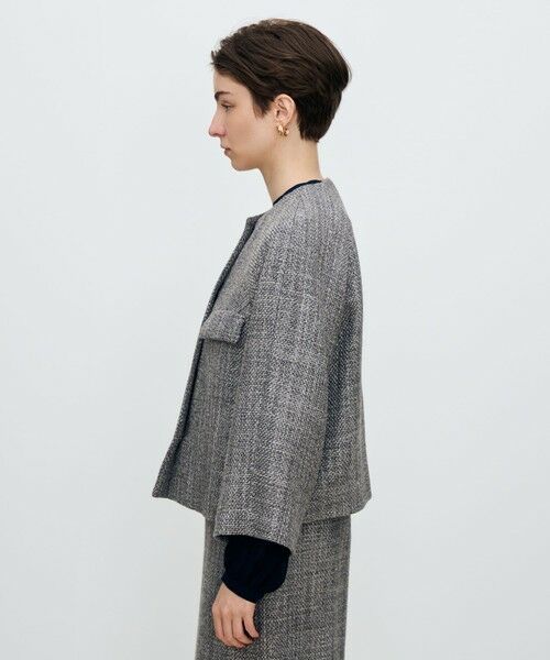 TOMORROWLAND / トゥモローランド ノーカラージャケット | ロービングツイード Aラインジャケット | 詳細3