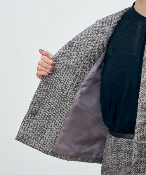 TOMORROWLAND / トゥモローランド ノーカラージャケット | ロービングツイード Aラインジャケット | 詳細5
