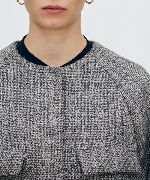 人気✨トゥモローランド ノーカラージャケット 38 トゥルニ ツイード セール】 ニットコンビツイード クルーネックジャケット （ノー