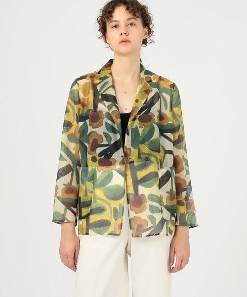 TOMORROWLAND / トゥモローランド テーラードジャケット | サンフラワープリント シースルージャケット | 詳細2