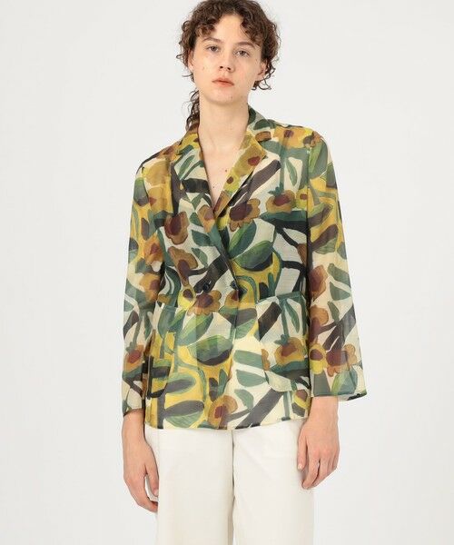 TOMORROWLAND / トゥモローランド テーラードジャケット | サンフラワープリント シースルージャケット | 詳細3