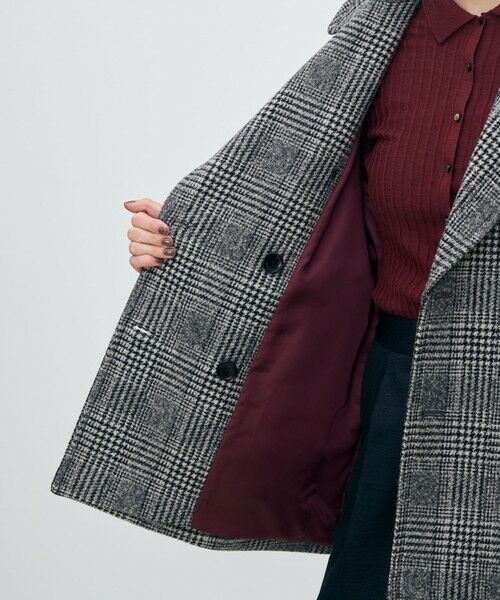 カシミヤグレンチェック ダブルブレストコート （ピーコート