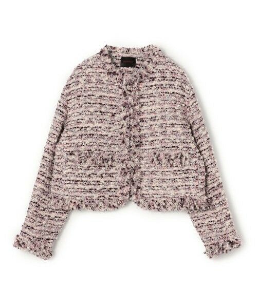 TOMORROWLAND / トゥモローランド ノーカラージャケット | ライラックファンシー フリンジカラーレスジャケット(74 パープル系)