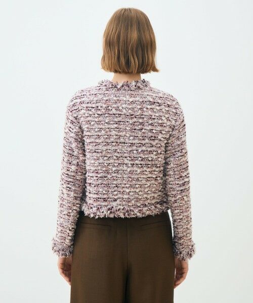 TOMORROWLAND / トゥモローランド ノーカラージャケット | ライラックファンシー フリンジカラーレスジャケット | 詳細4