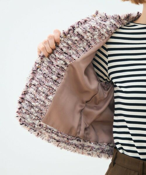 TOMORROWLAND / トゥモローランド ノーカラージャケット | ライラックファンシー フリンジカラーレスジャケット | 詳細5