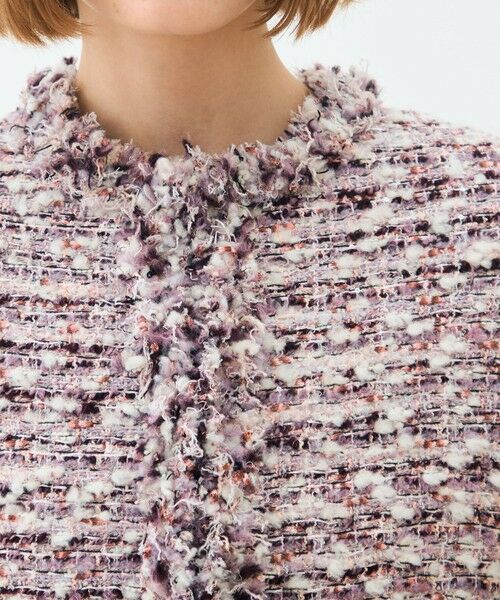 TOMORROWLAND / トゥモローランド ノーカラージャケット | ライラックファンシー フリンジカラーレスジャケット | 詳細6