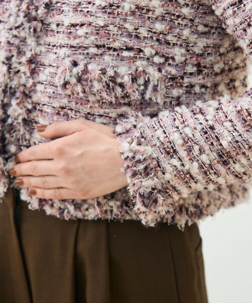 TOMORROWLAND / トゥモローランド ノーカラージャケット | ライラックファンシー フリンジカラーレスジャケット | 詳細7