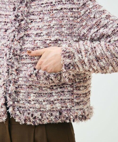 TOMORROWLAND / トゥモローランド ノーカラージャケット | ライラックファンシー フリンジカラーレスジャケット | 詳細8
