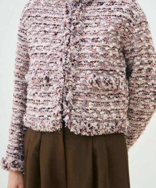 TOMORROWLAND / トゥモローランド ノーカラージャケット | ライラックファンシー フリンジカラーレスジャケット | 詳細9