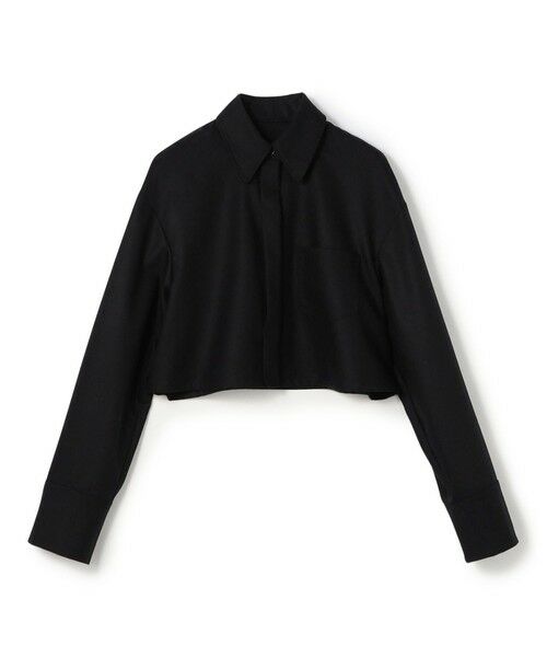 TOMORROWLAND/トゥモローランド ウールポプリンメルトン クロップドシャツ 19 ブラック F