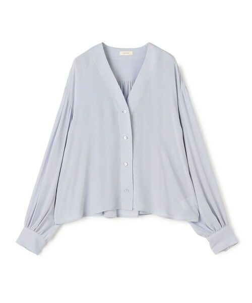 TOMORROWLAND/トゥモローランド ダブルクレープ Vショートブラウス 61 ライトブルー F