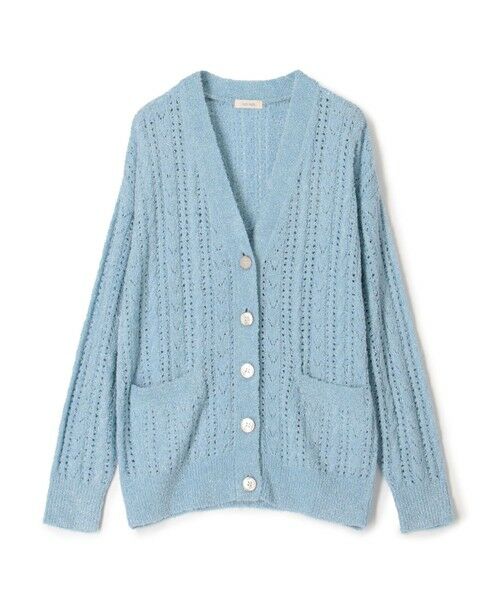 TOMORROWLAND / トゥモローランド カーディガン・ボレロ | シルクループヤーン アイレット Vネックカーディガン(61 ライトブルー)