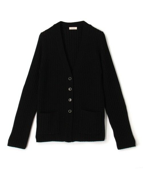 TOMORROWLAND/トゥモローランド ウールリブ Vネックカーディガン 18 ブラック系 F