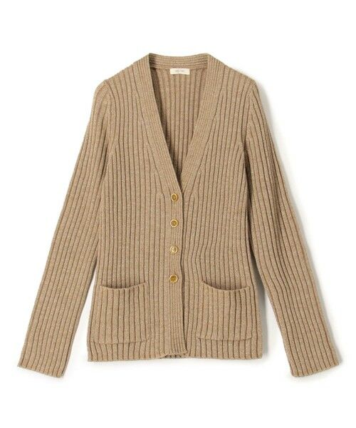 TOMORROWLAND/トゥモローランド ウールリブ Vネックカーディガン 44 ベージュ系 F TOMORROWLAND/トゥモローランド ウールリブ Vネックカーディガン 44 ベージュ系 F