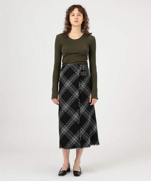 TOMORROWLAND / トゥモローランド ロング・マキシ丈スカート | ハイツイストウールチェック ラップスカート | 詳細1