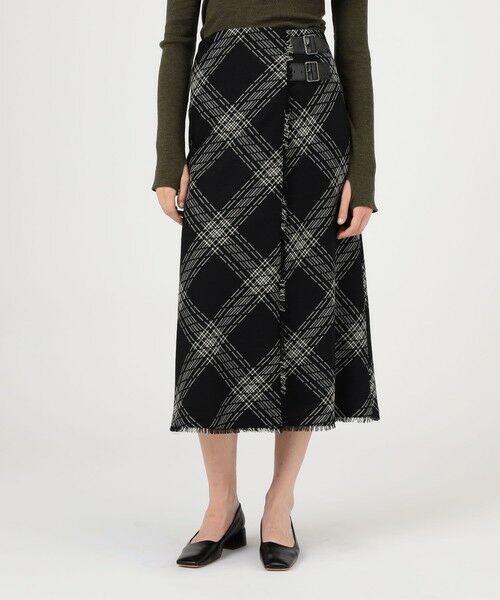 TOMORROWLAND / トゥモローランド ロング・マキシ丈スカート | ハイツイストウールチェック ラップスカート | 詳細2