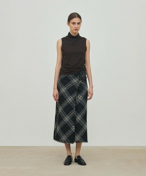 TOMORROWLAND / トゥモローランド ロング・マキシ丈スカート | ハイツイストウールチェック ラップスカート | 詳細9